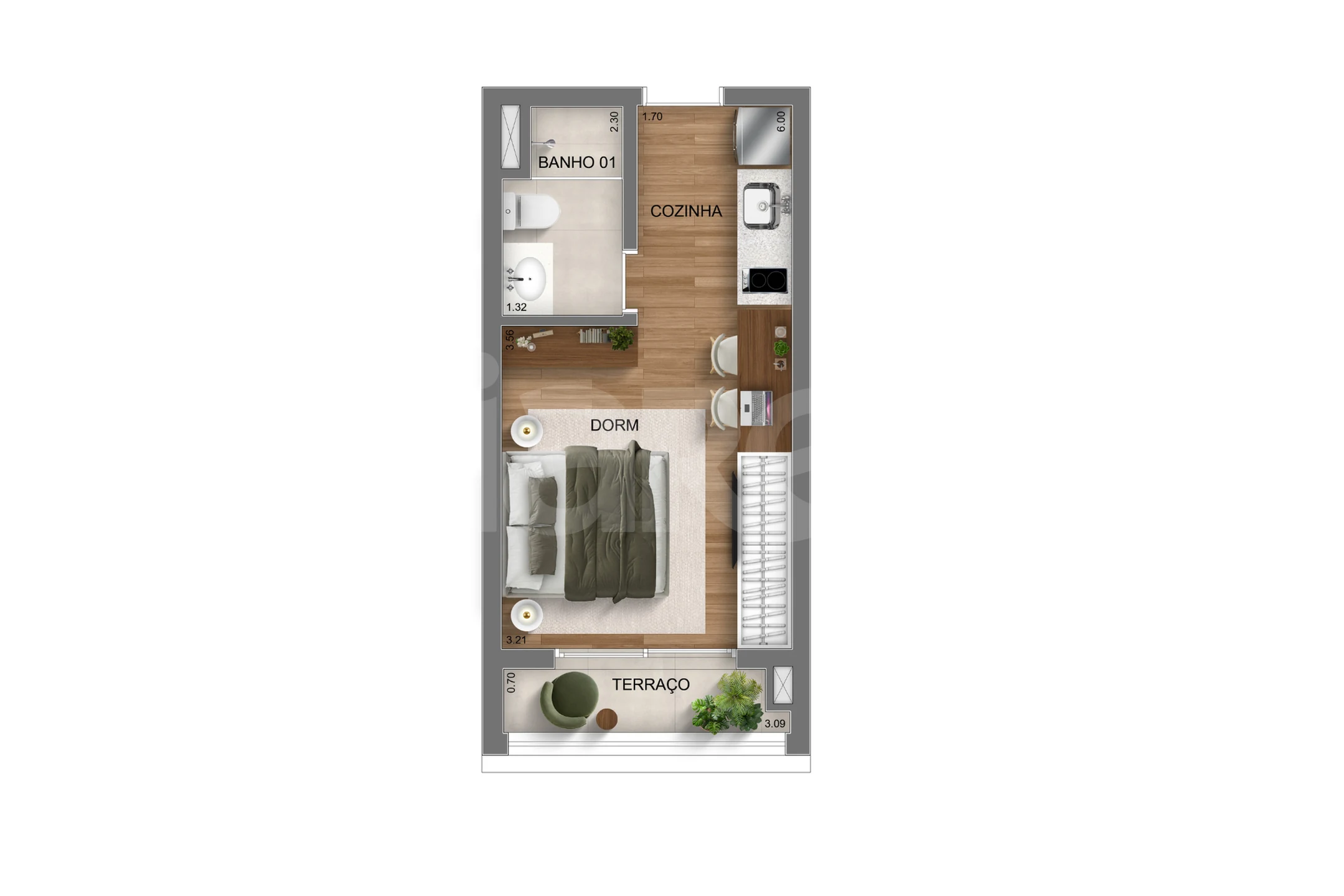 Planta — Studio 25 m²