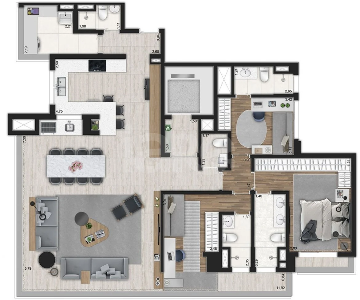 Planta — Apartamento 153,02 m²