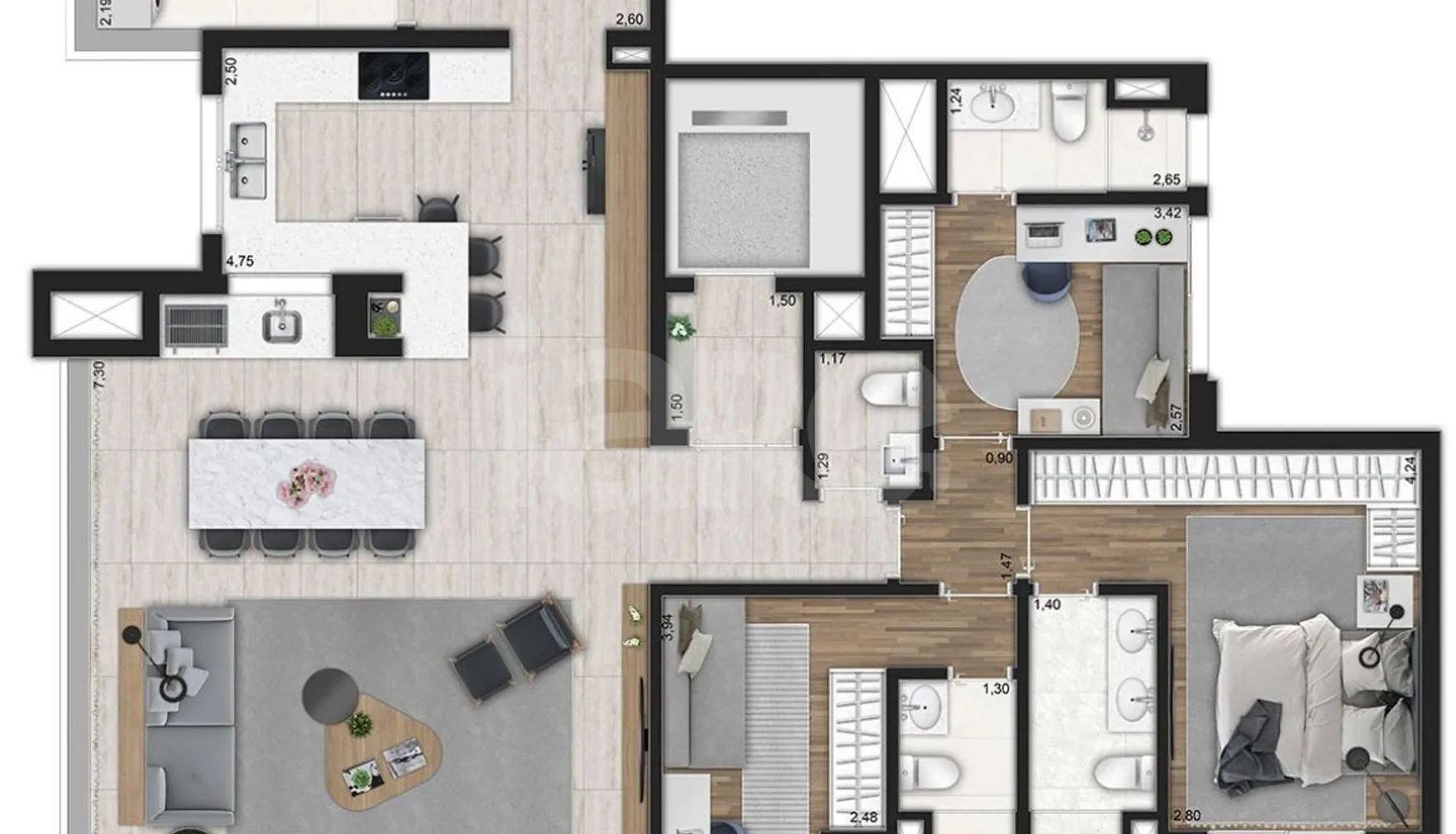 Planta — Apartamento 153,02 m²