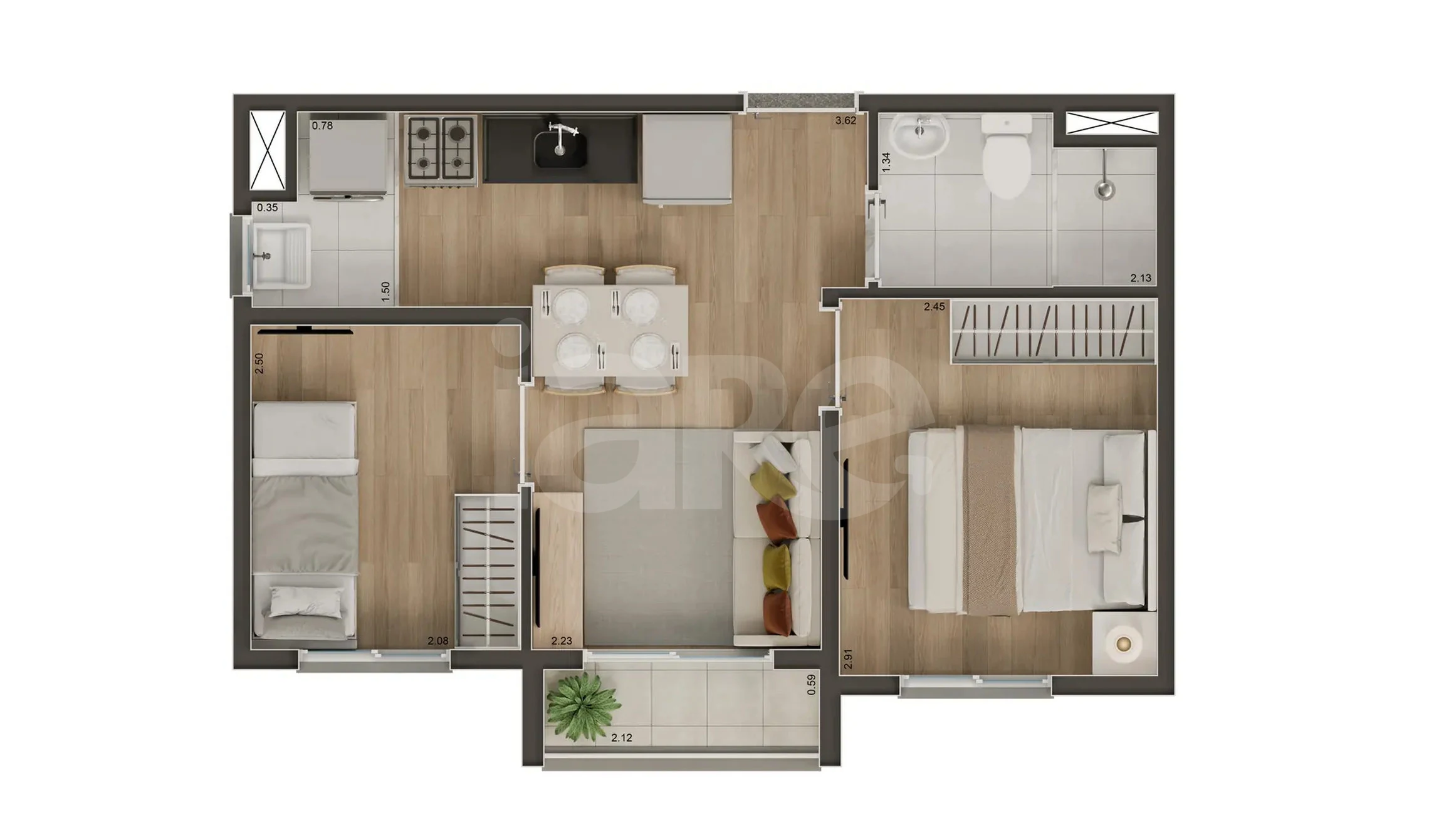 Planta — Apartamento 33 m²