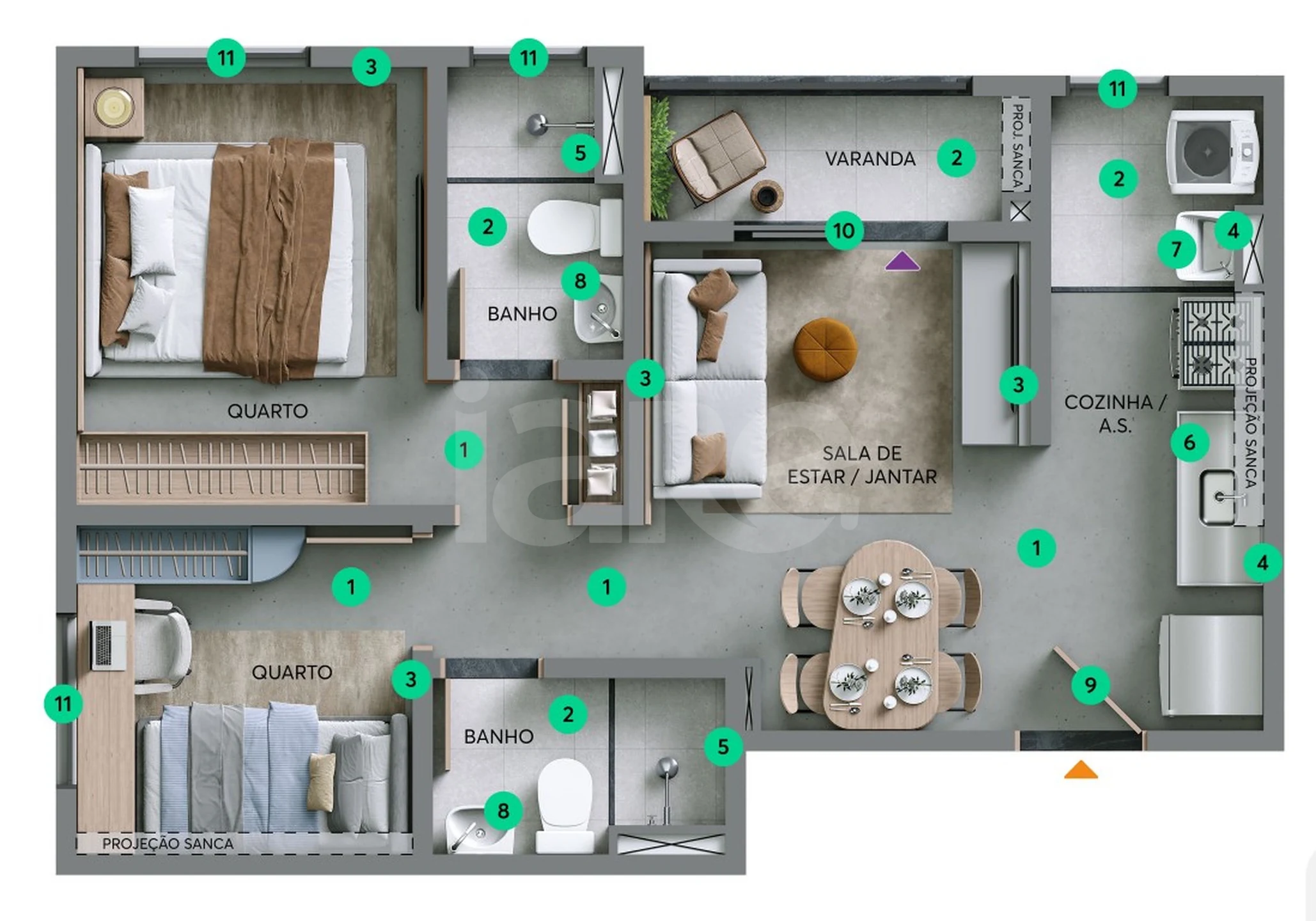Planta — Apartamento 43,05 m²