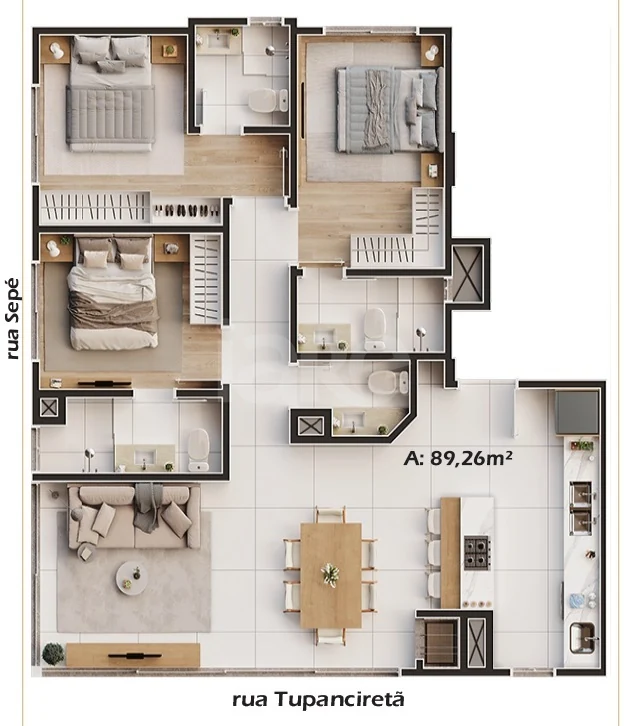 Planta — Apartamento 89,26 m²