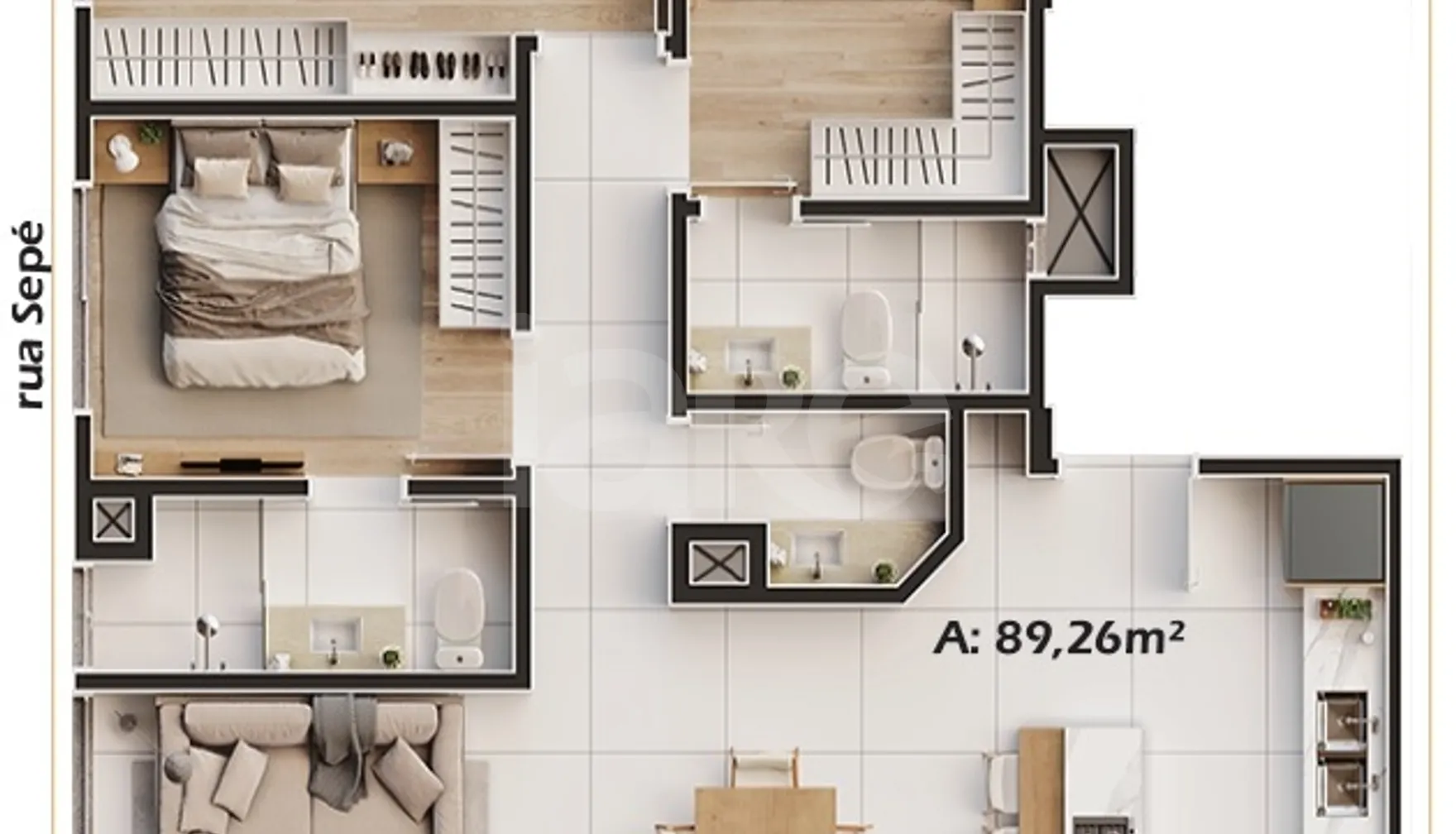 Planta — Apartamento 89,26 m²