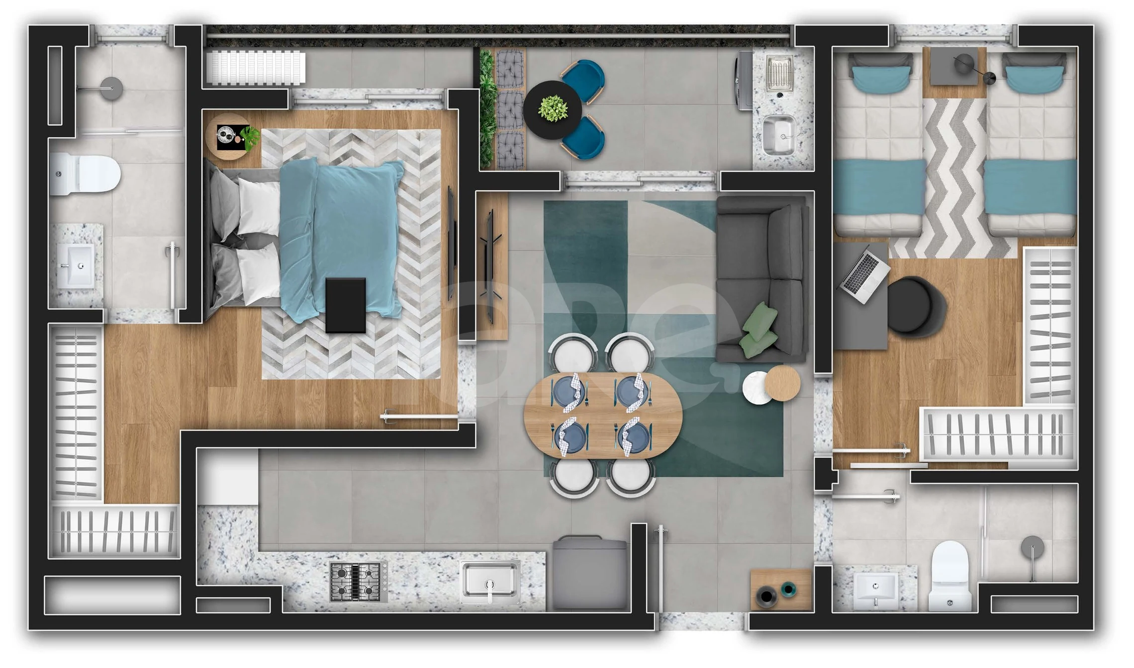 Planta — Apartamento 53,64 m²