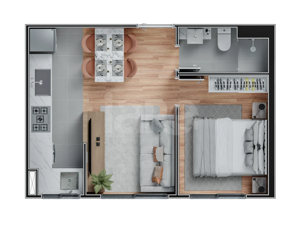 Planta — Apartamento 31,36 m²