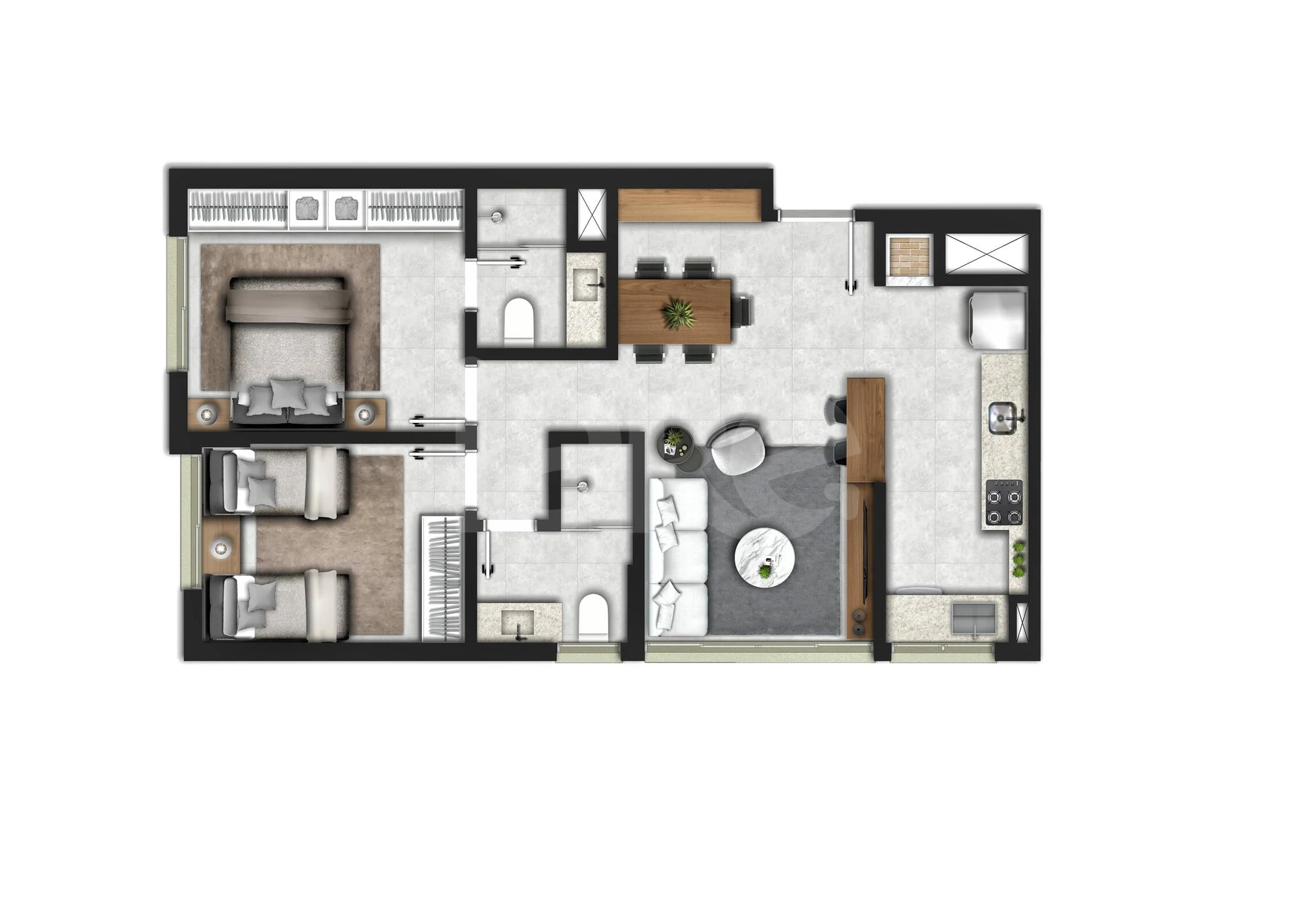 Planta — Apartamento 63,91 m²