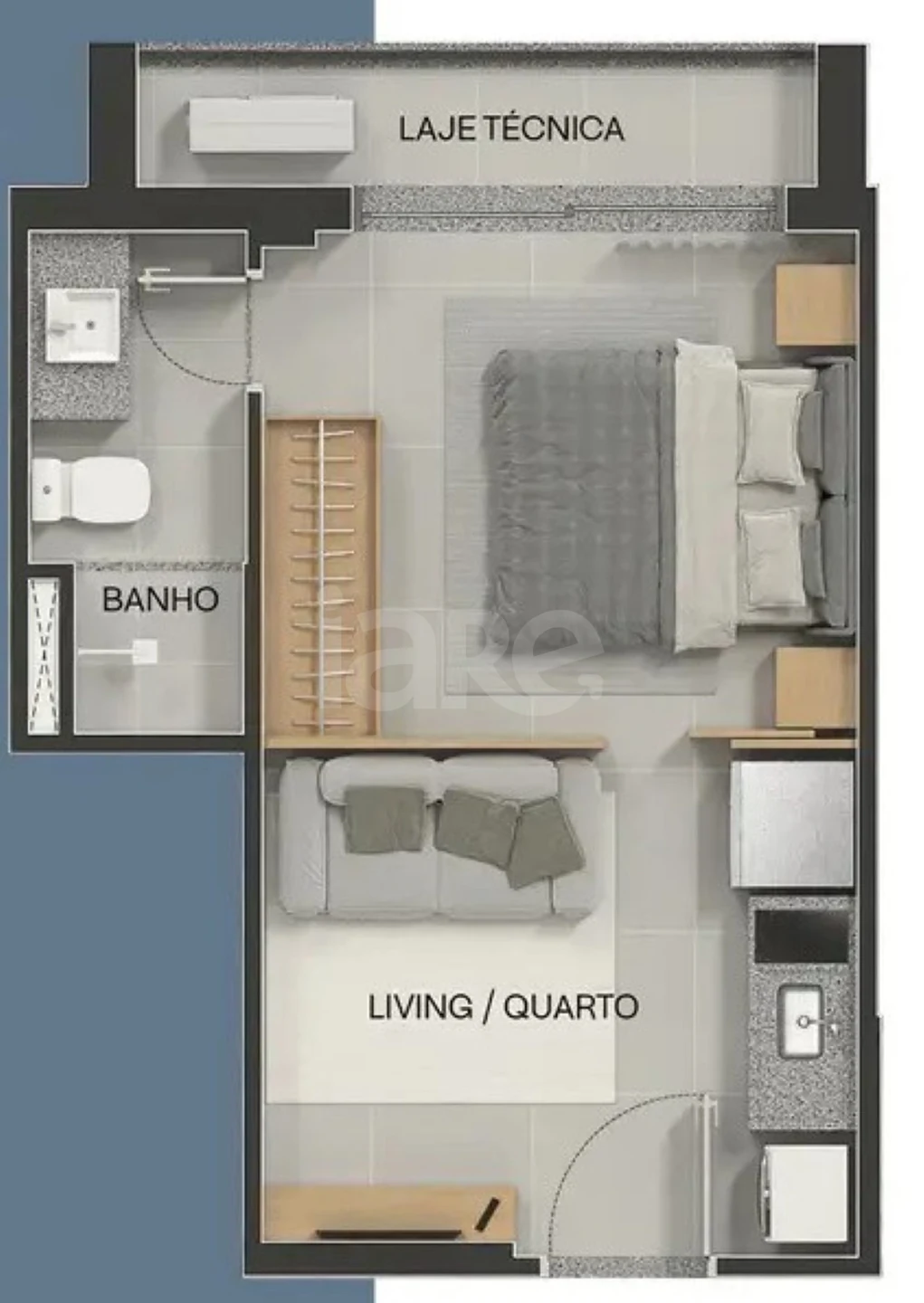 Planta — Studio 28,08 m²