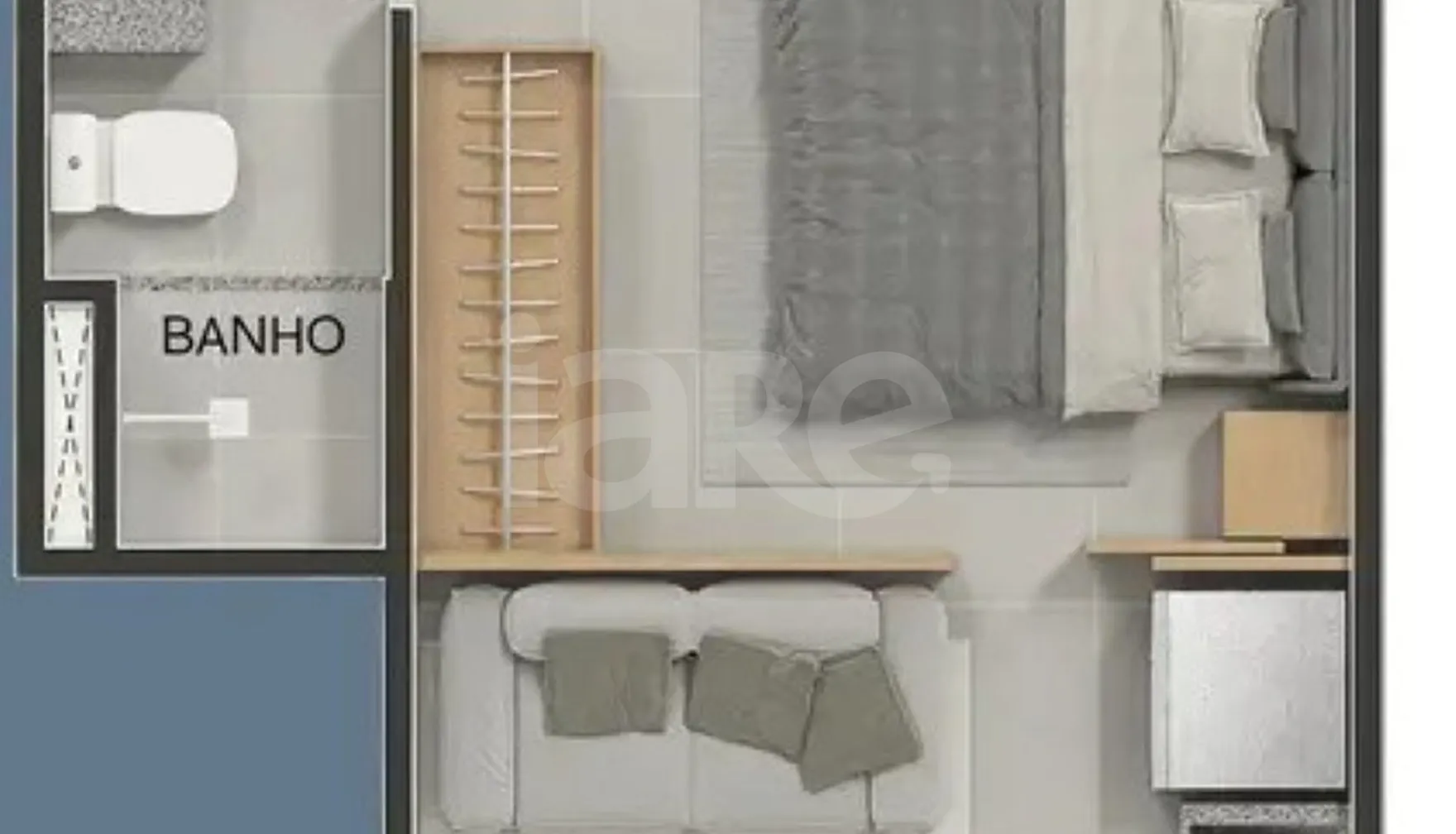Planta — Studio 28,08 m²