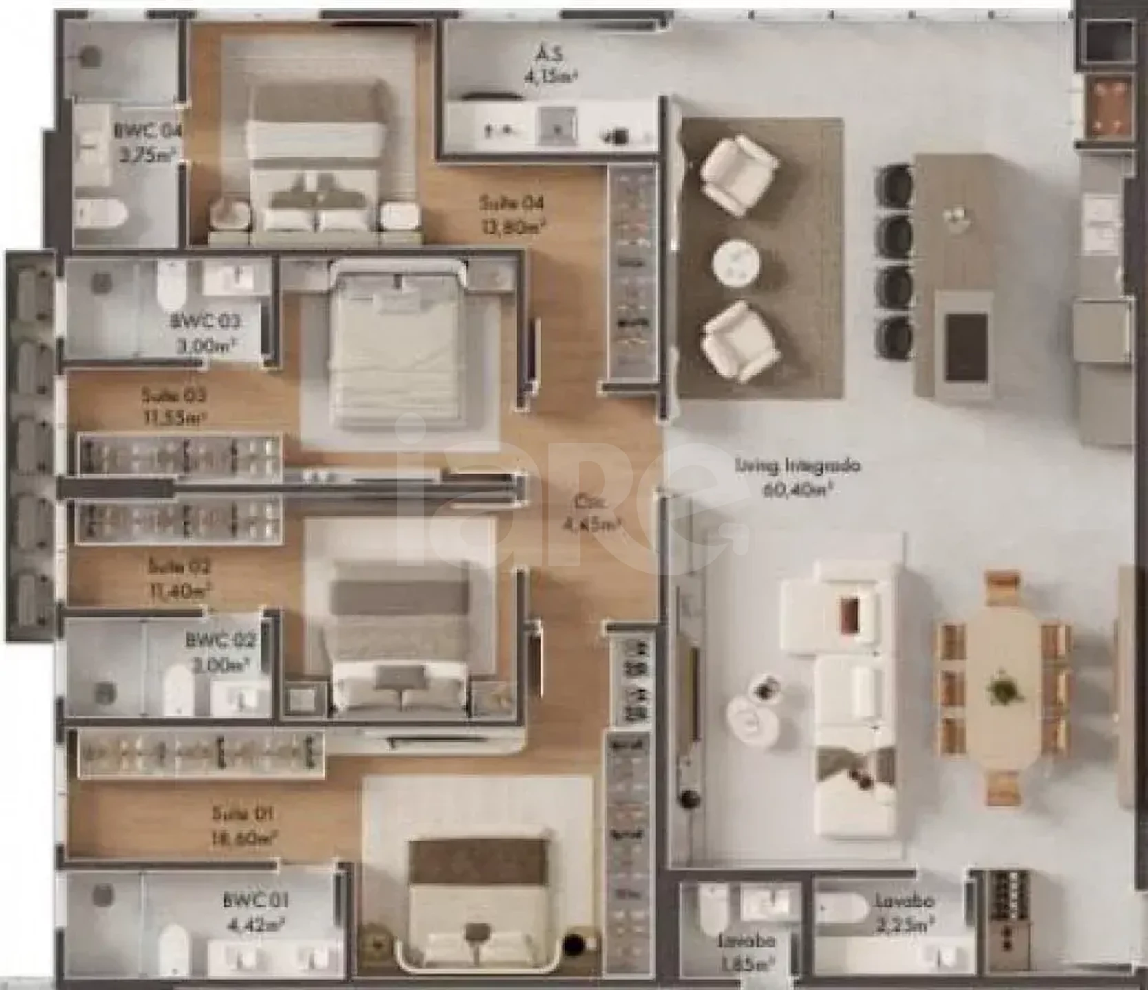 Planta — Apartamento 160 m²