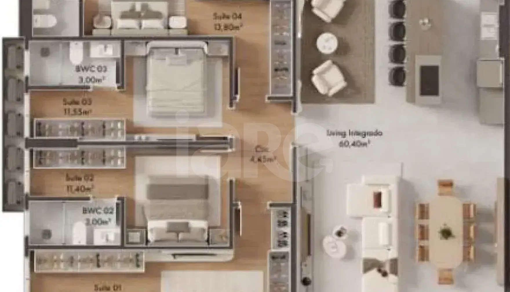 Planta — Apartamento 160 m²