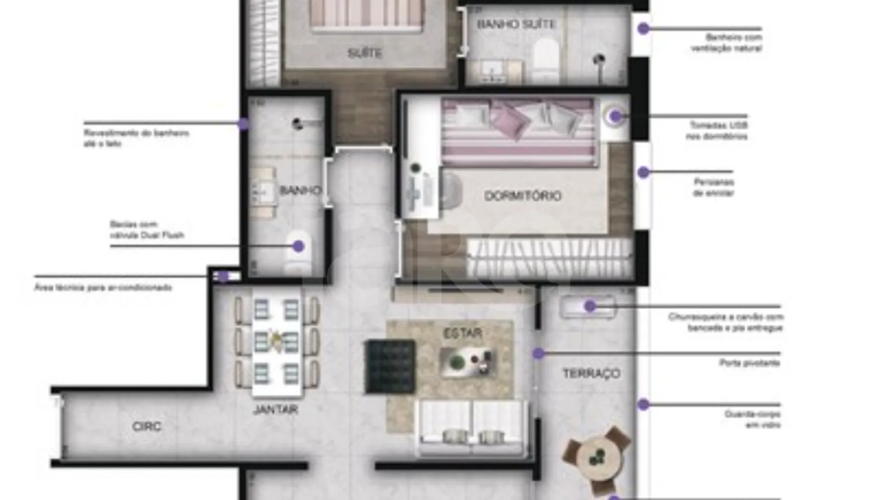 Planta — Apartamento 54,3 m²