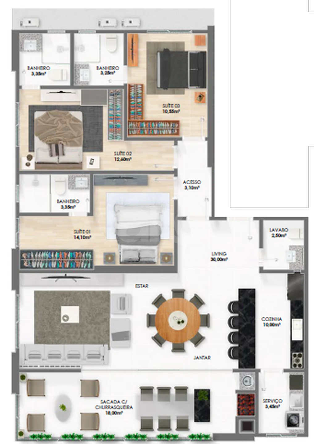 Planta — Apartamento 131,7 m²