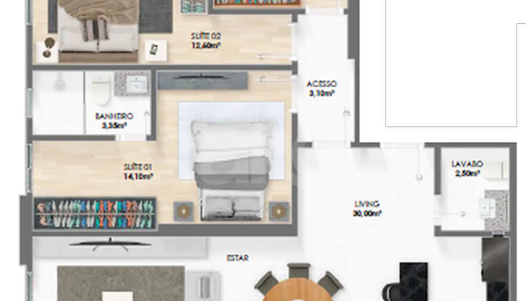 Planta — Apartamento 131,7 m²