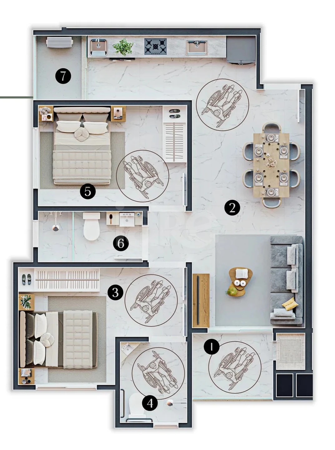 Planta — Apartamento 64,61 m²