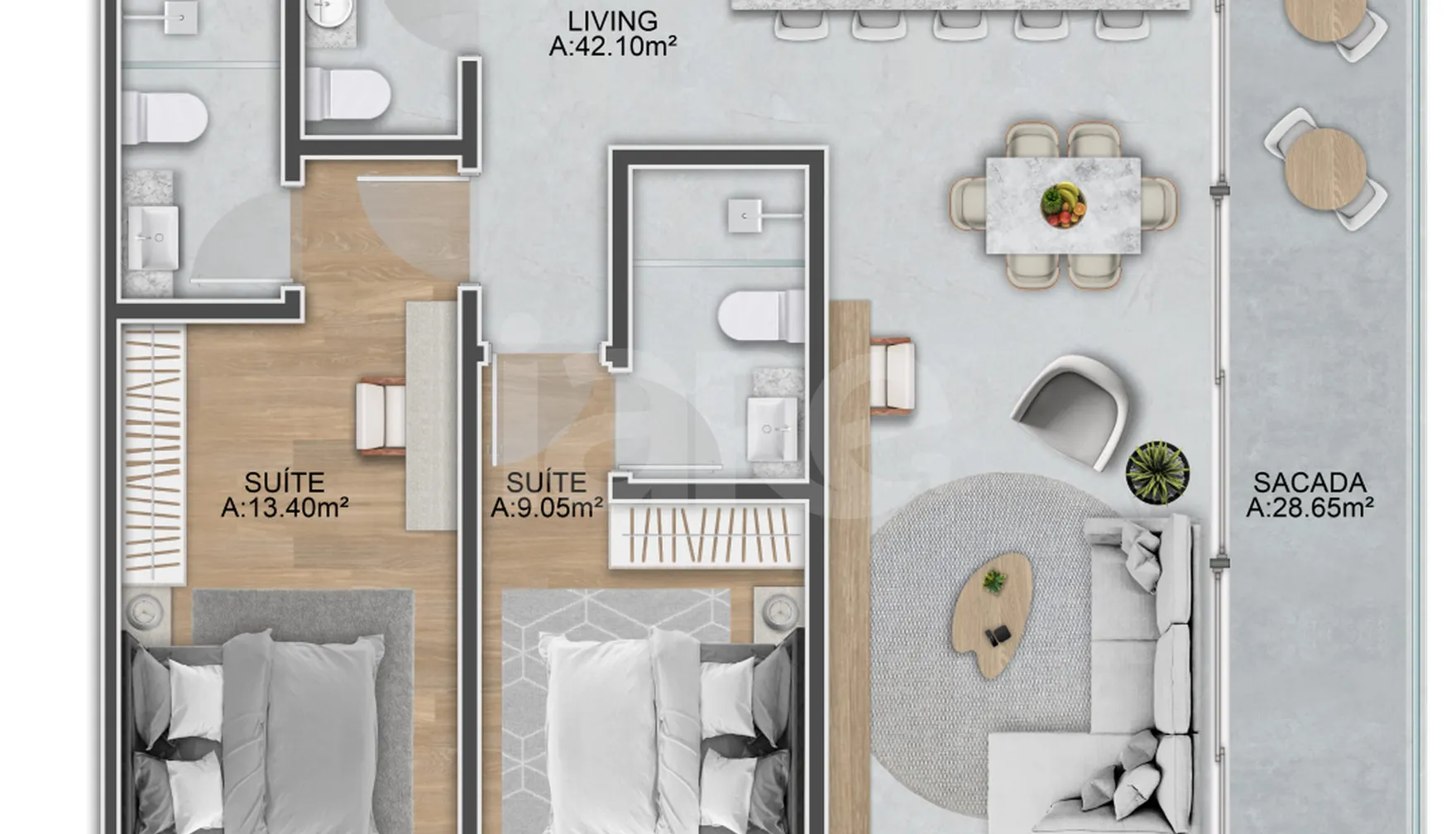Planta — Apartamento 85,87 m²