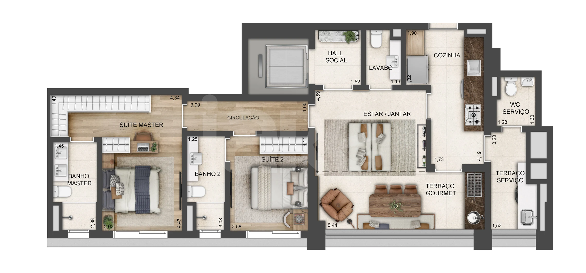 Planta — Apartamento 98 m²