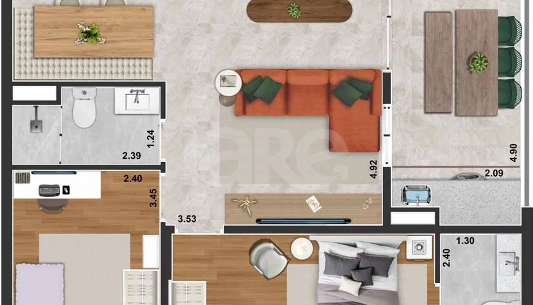 Planta — Apartamento 65,45 m²