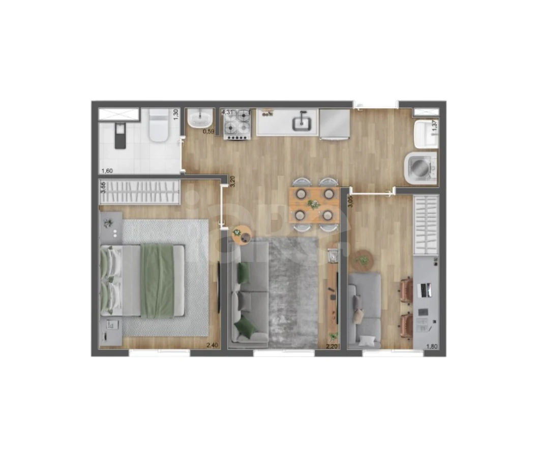 Planta — Apartamento 34,26 m²