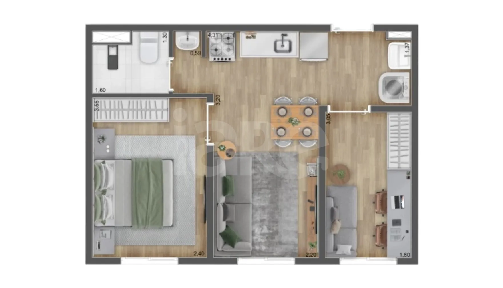 Planta — Apartamento 34,26 m²