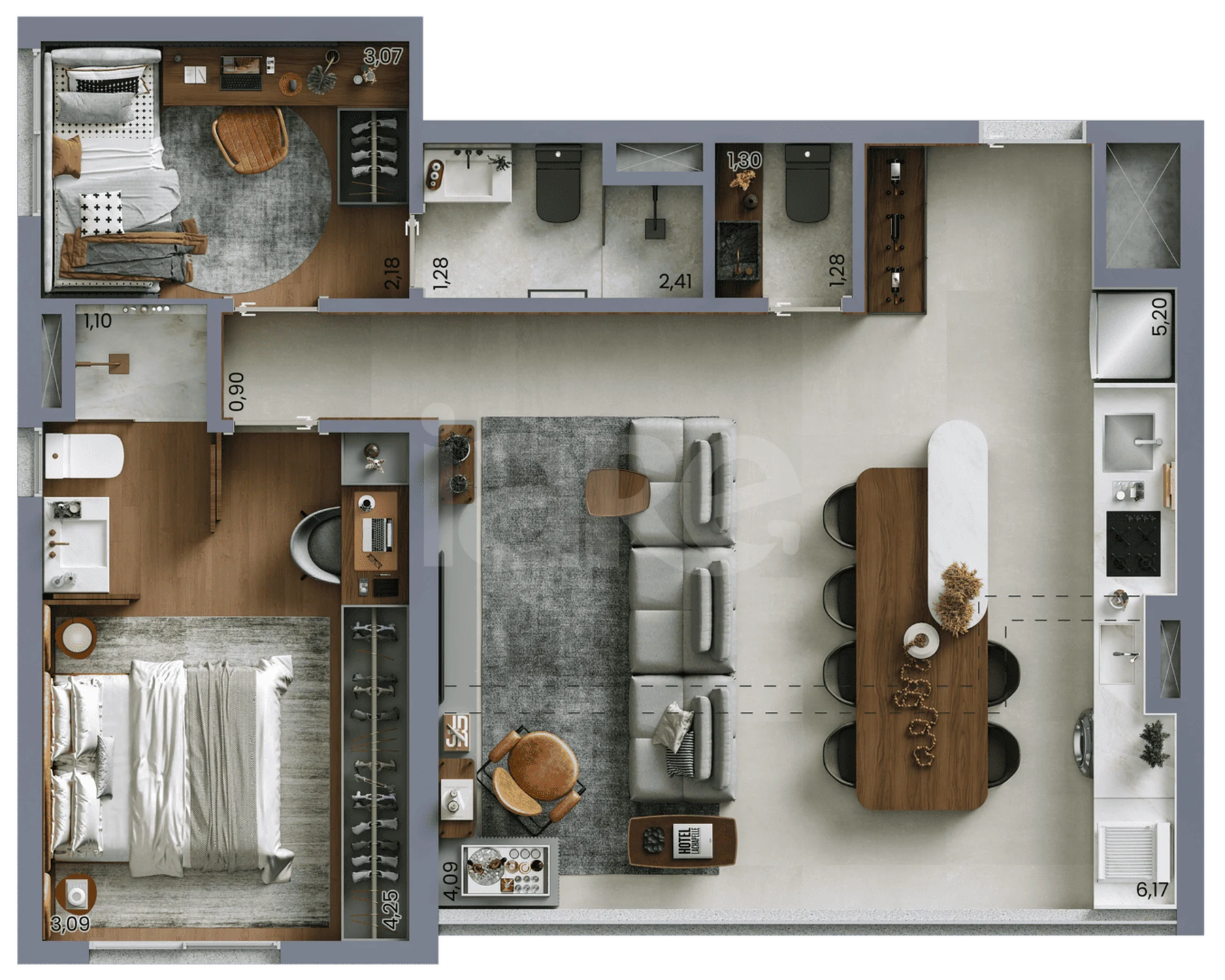 Planta — Apartamento 68,88 m²