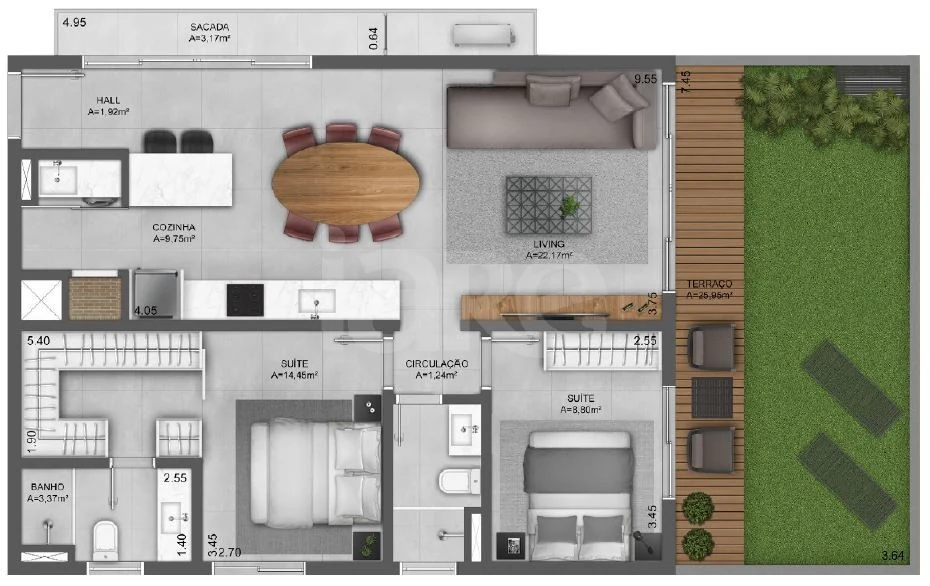 Planta — Garden 105,87 m² · 1º pavimento
