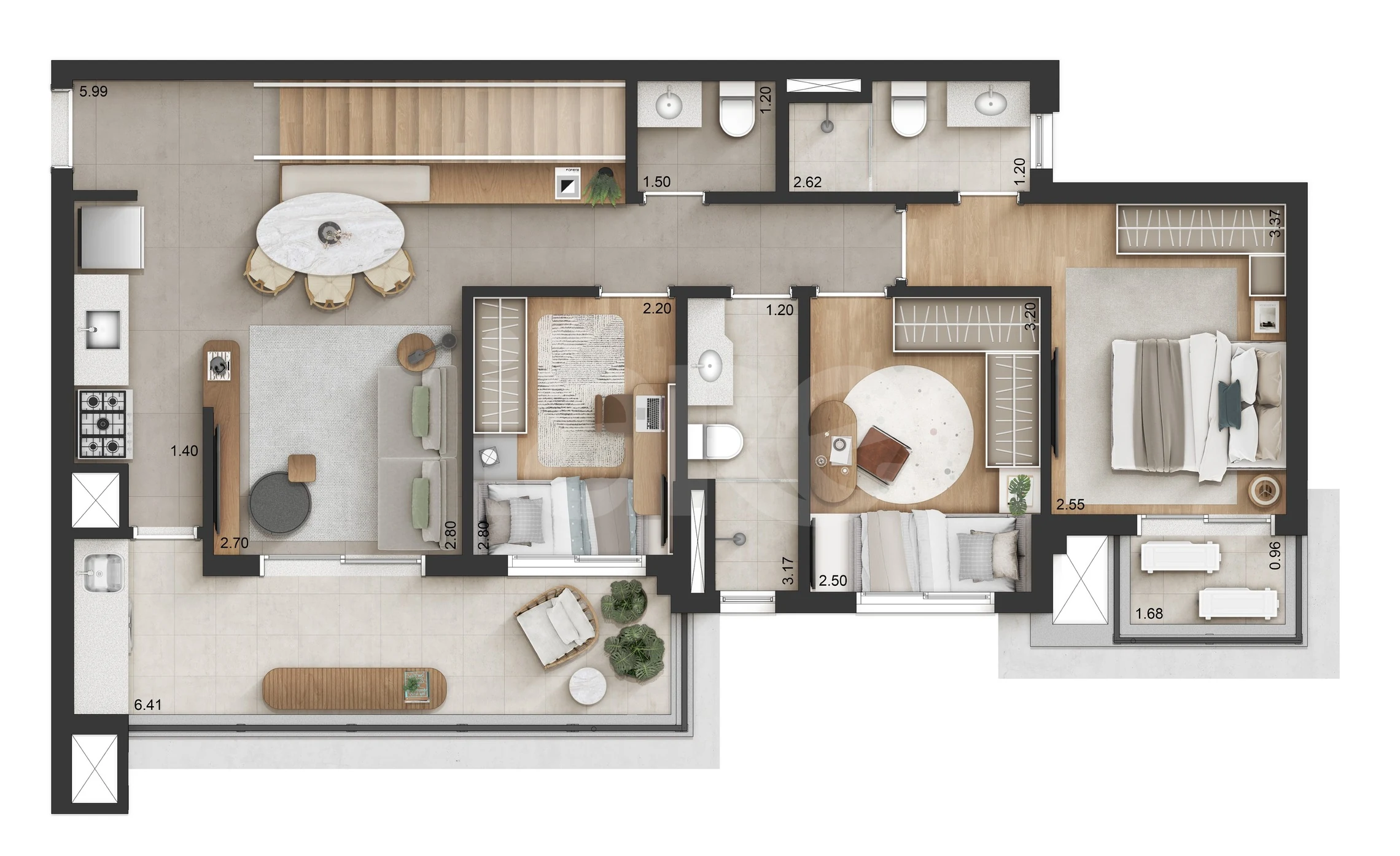 Planta — Cobertura Duplex 167,06 m²