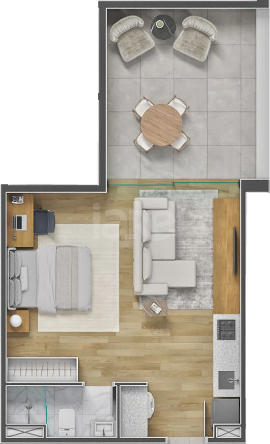 Planta — Studio 47,11 m²