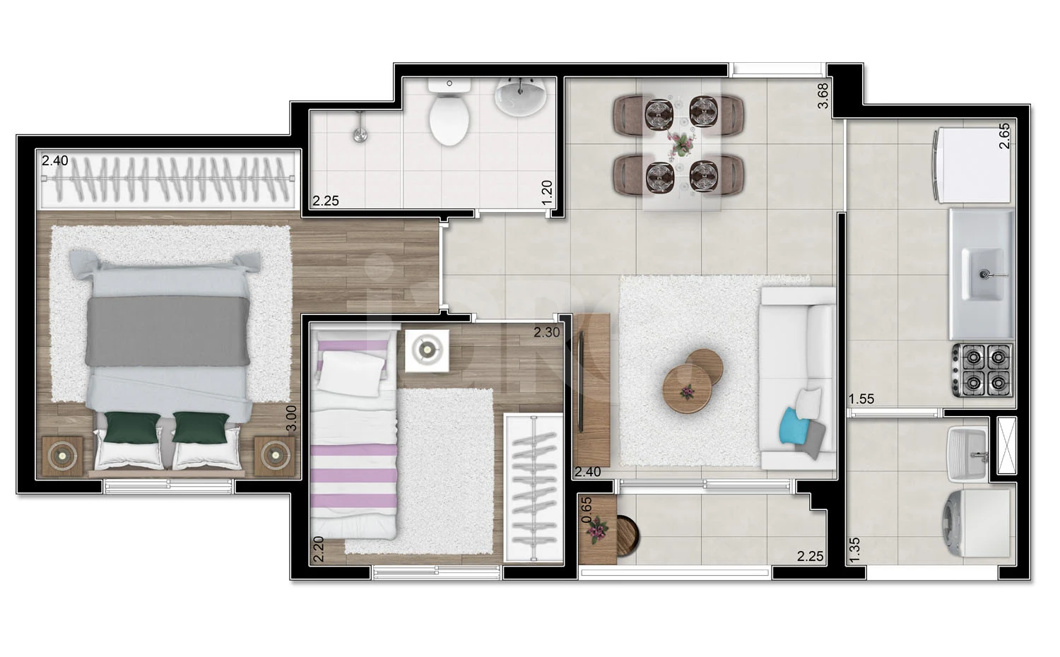 Planta — Apartamento 39,58 m²