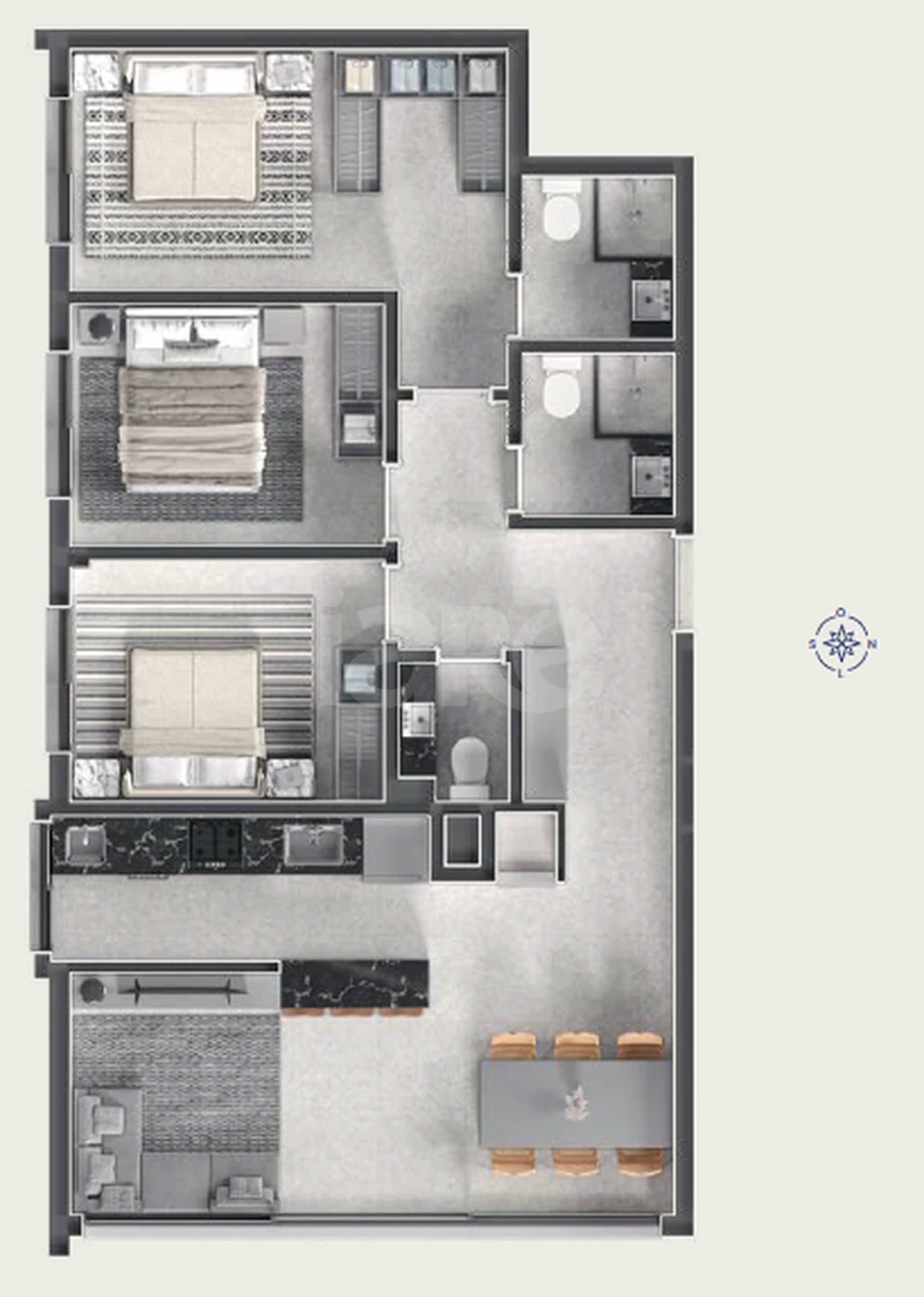 Planta — Apartamento 80,6 m²