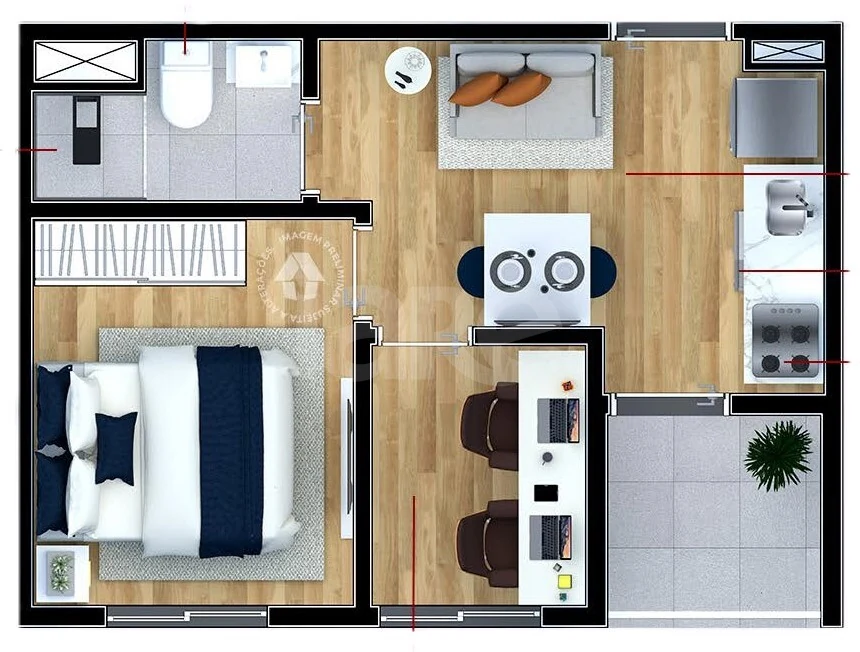 Planta — Apartamento 27,57 m²