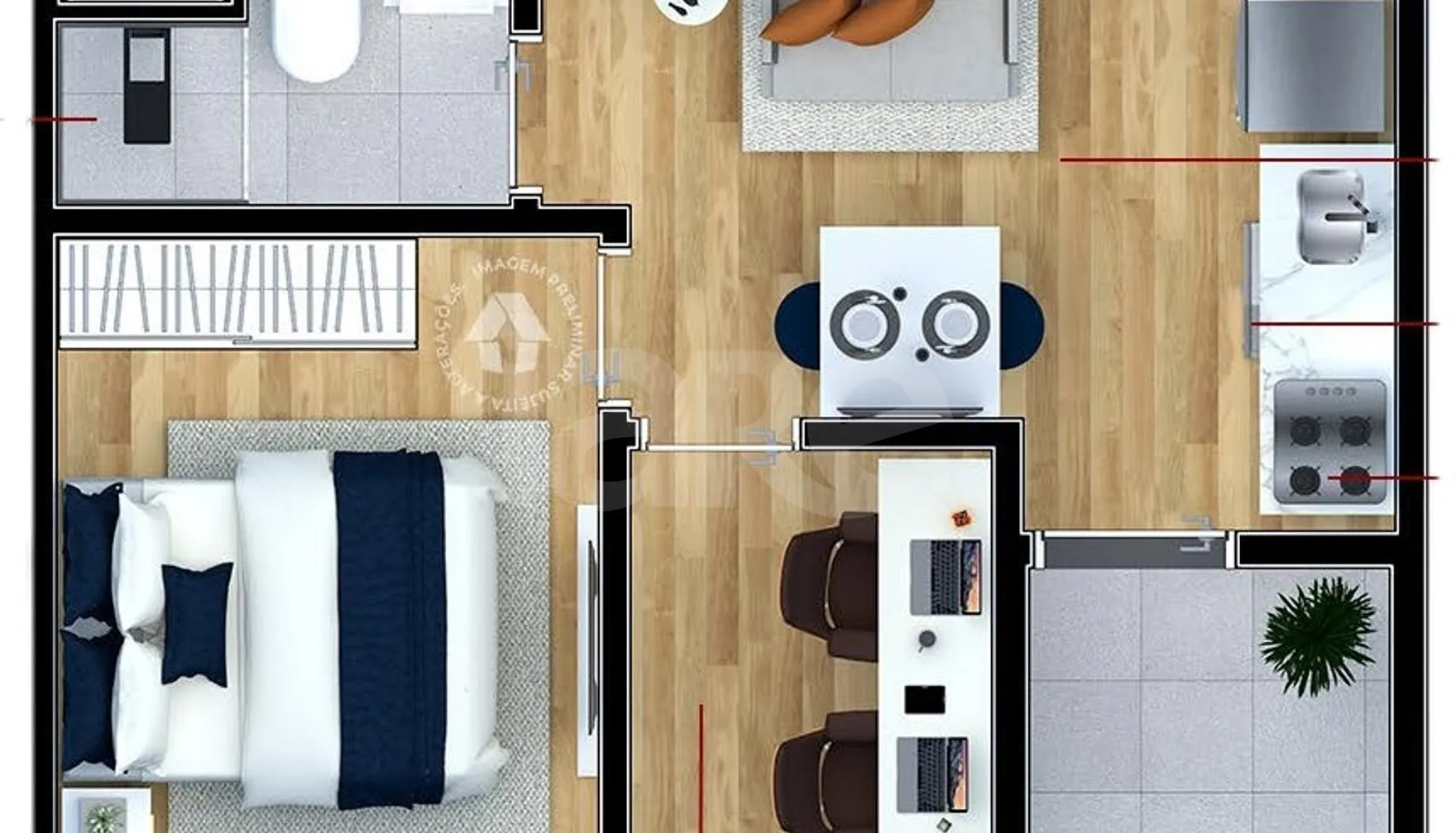 Planta — Apartamento 27,57 m²