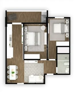 Planta — Apartamento 64 m²