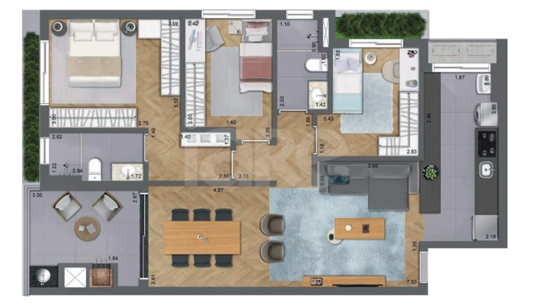 Planta — Apartamento 94,13 m²