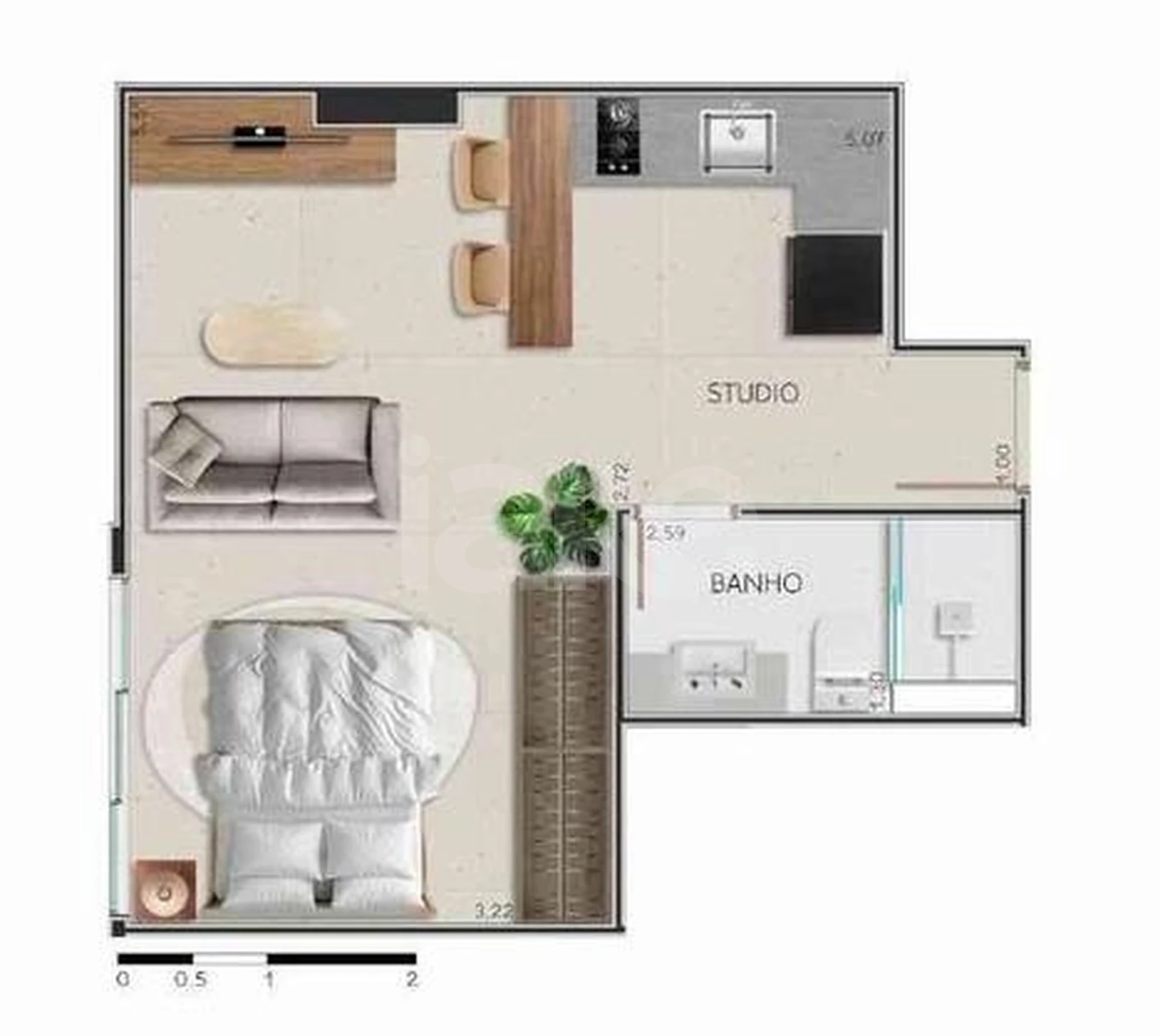 Planta — Apartamento 35,2 m²