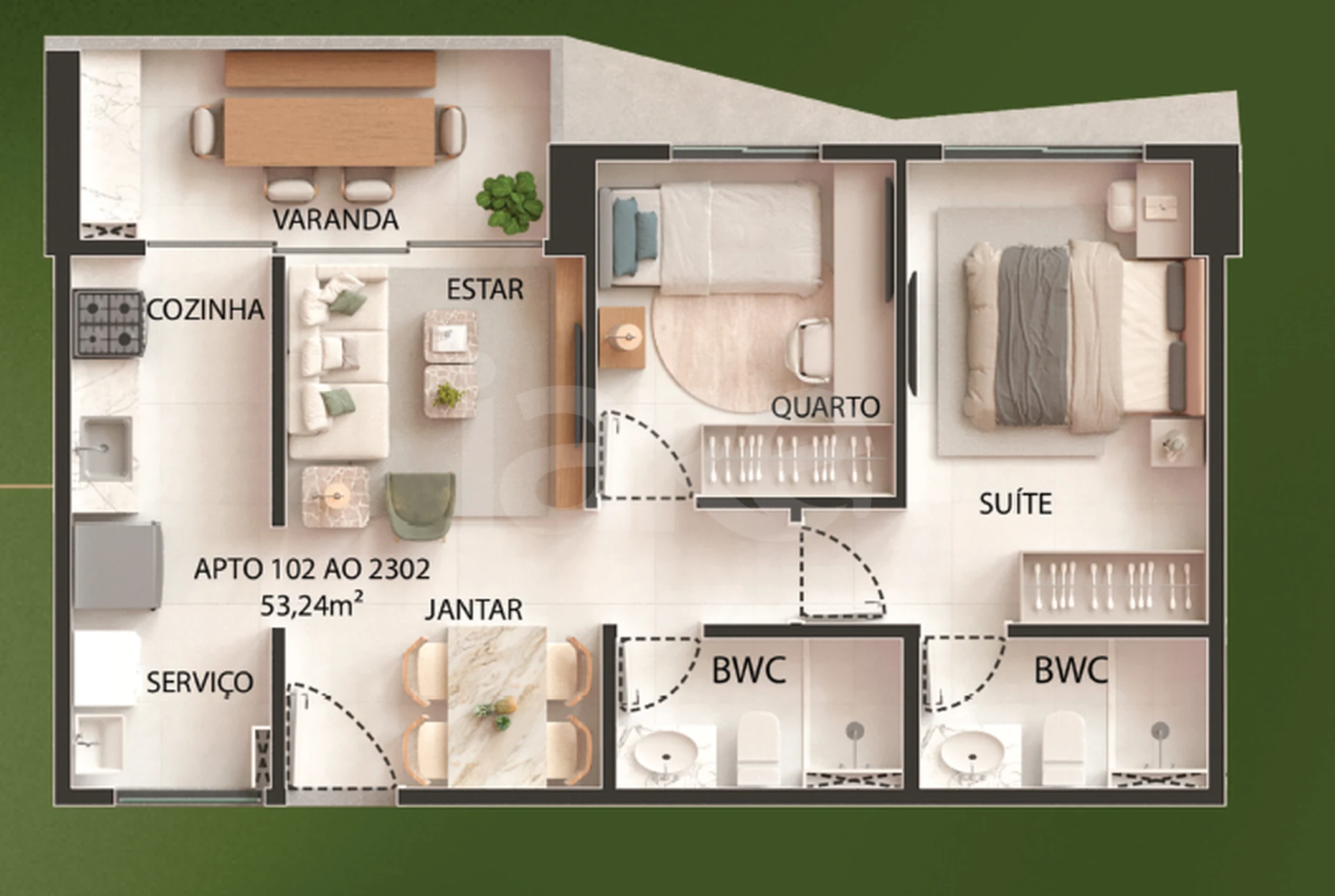 Planta — Apartamento 53,24 m²