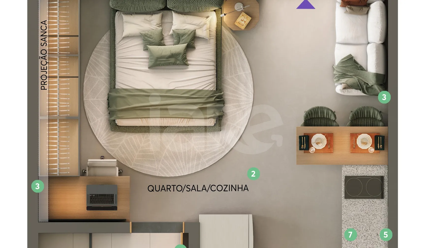 Planta — Studio 26,11 m²