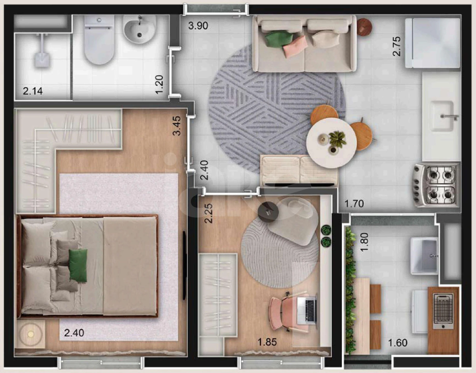 Planta — Apartamento 31,87 m²