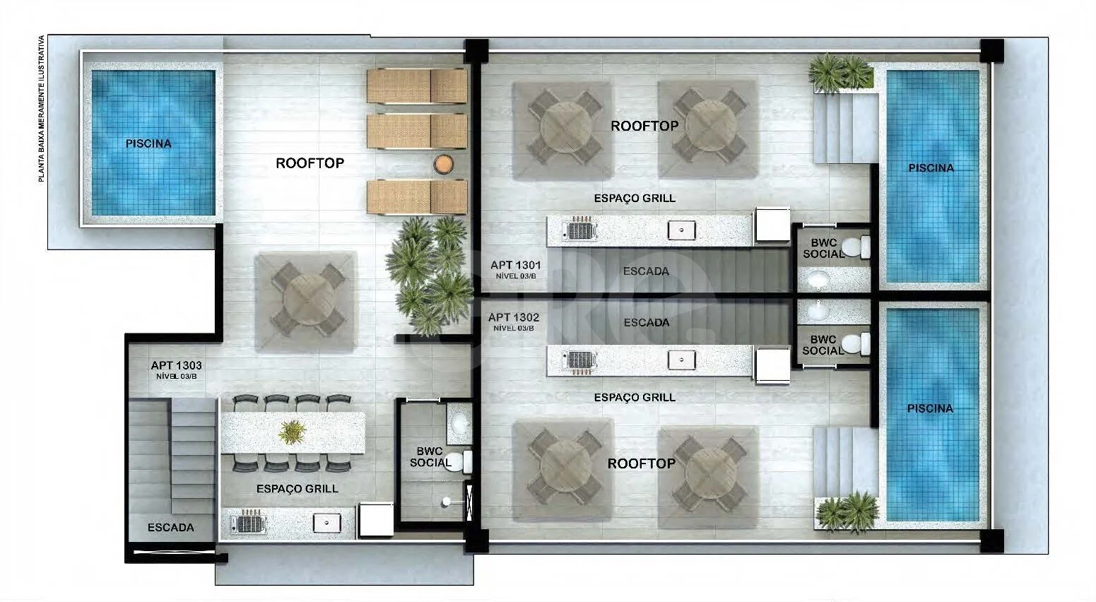 Planta — Pavimento 13 - triplex - superior