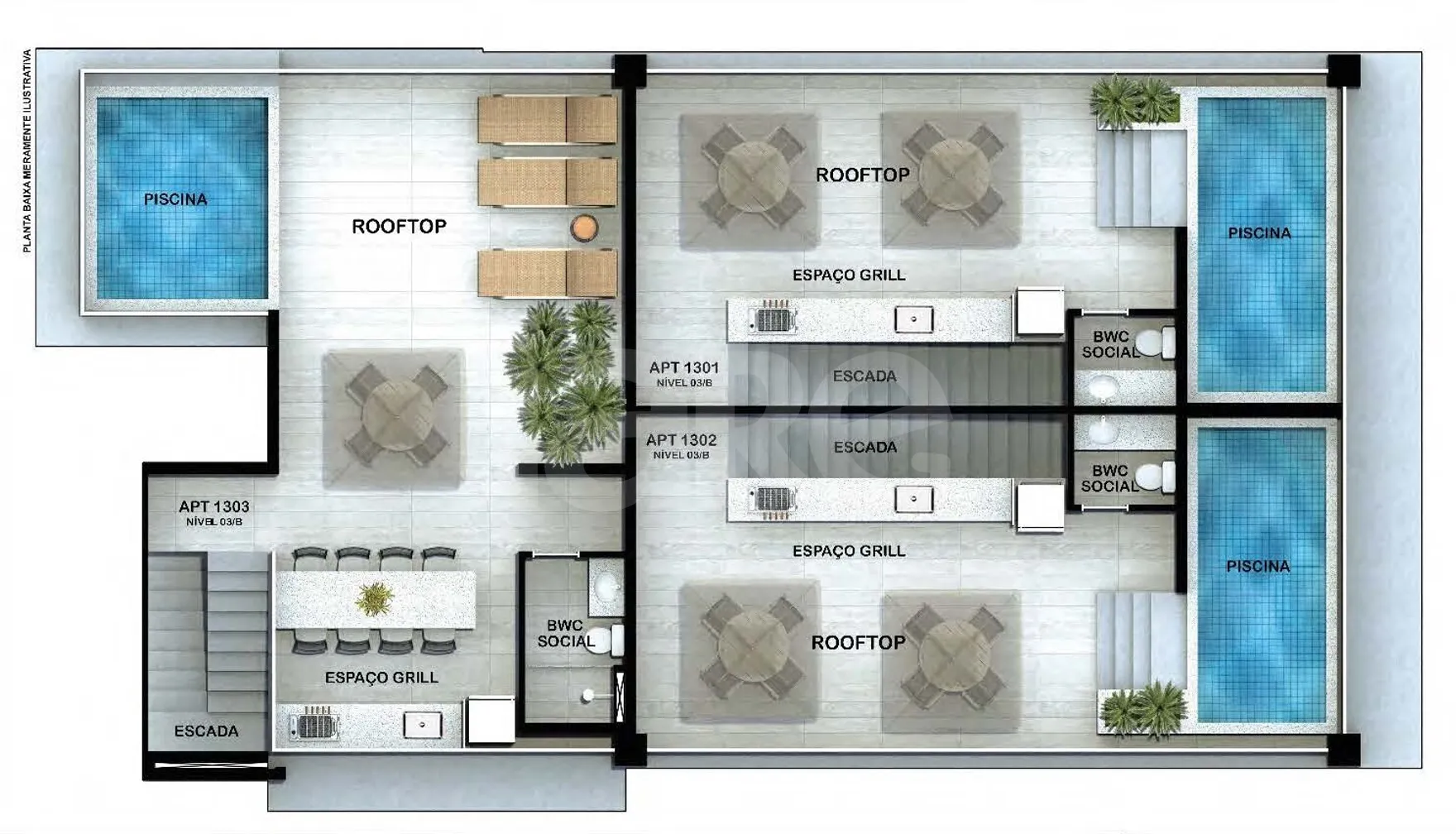 Planta — Pavimento 13 - triplex - superior