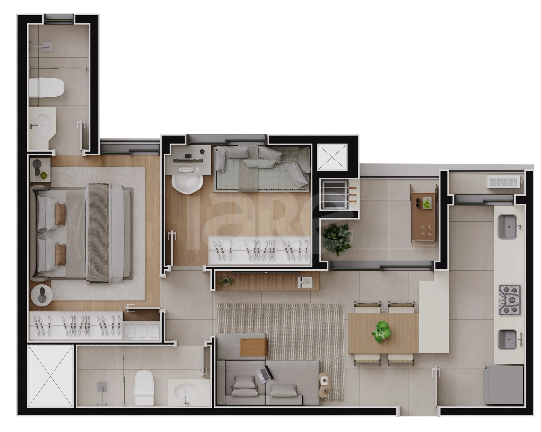 Planta — Apartamento 56,23 m²