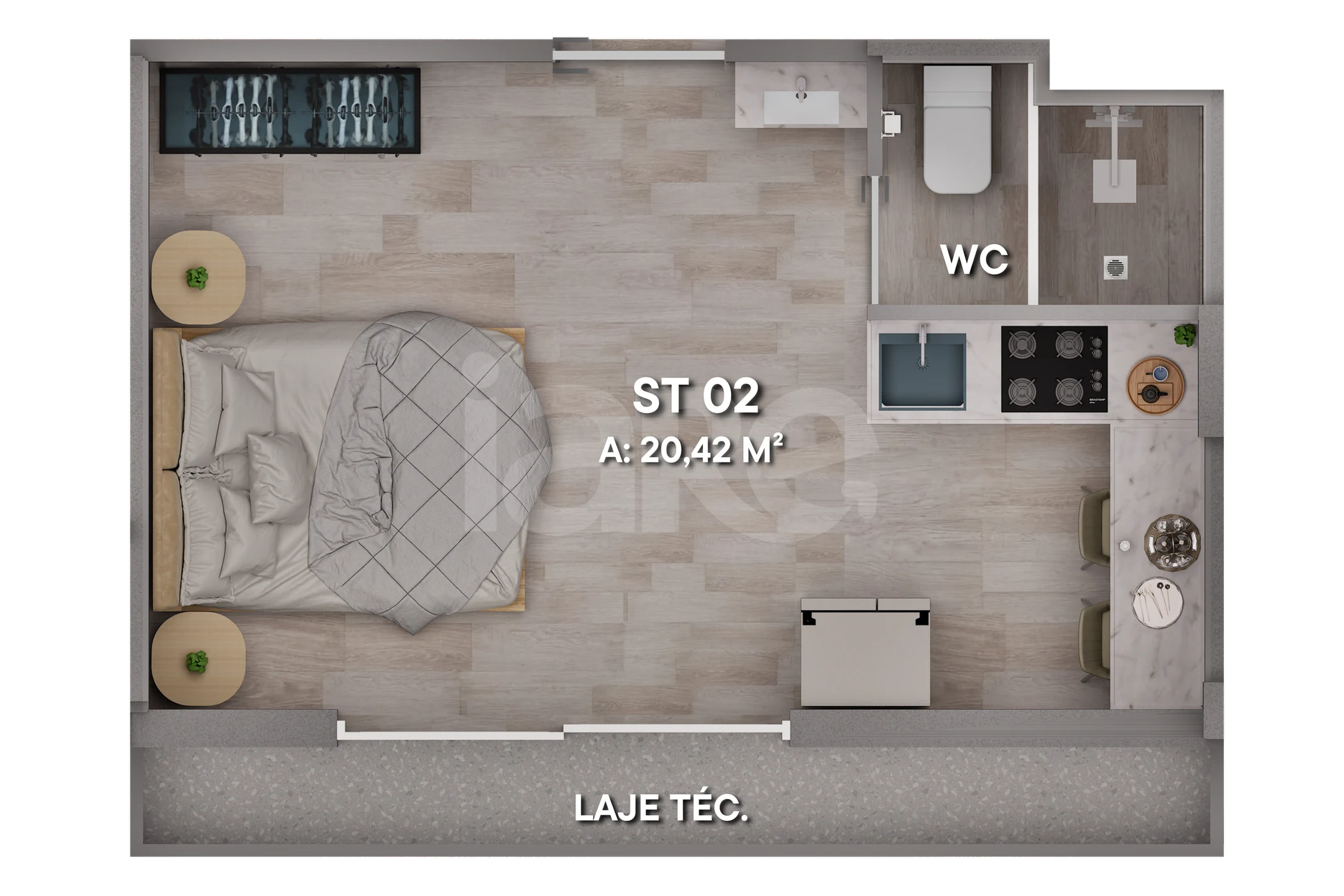 Planta — Studio 19,29 m²