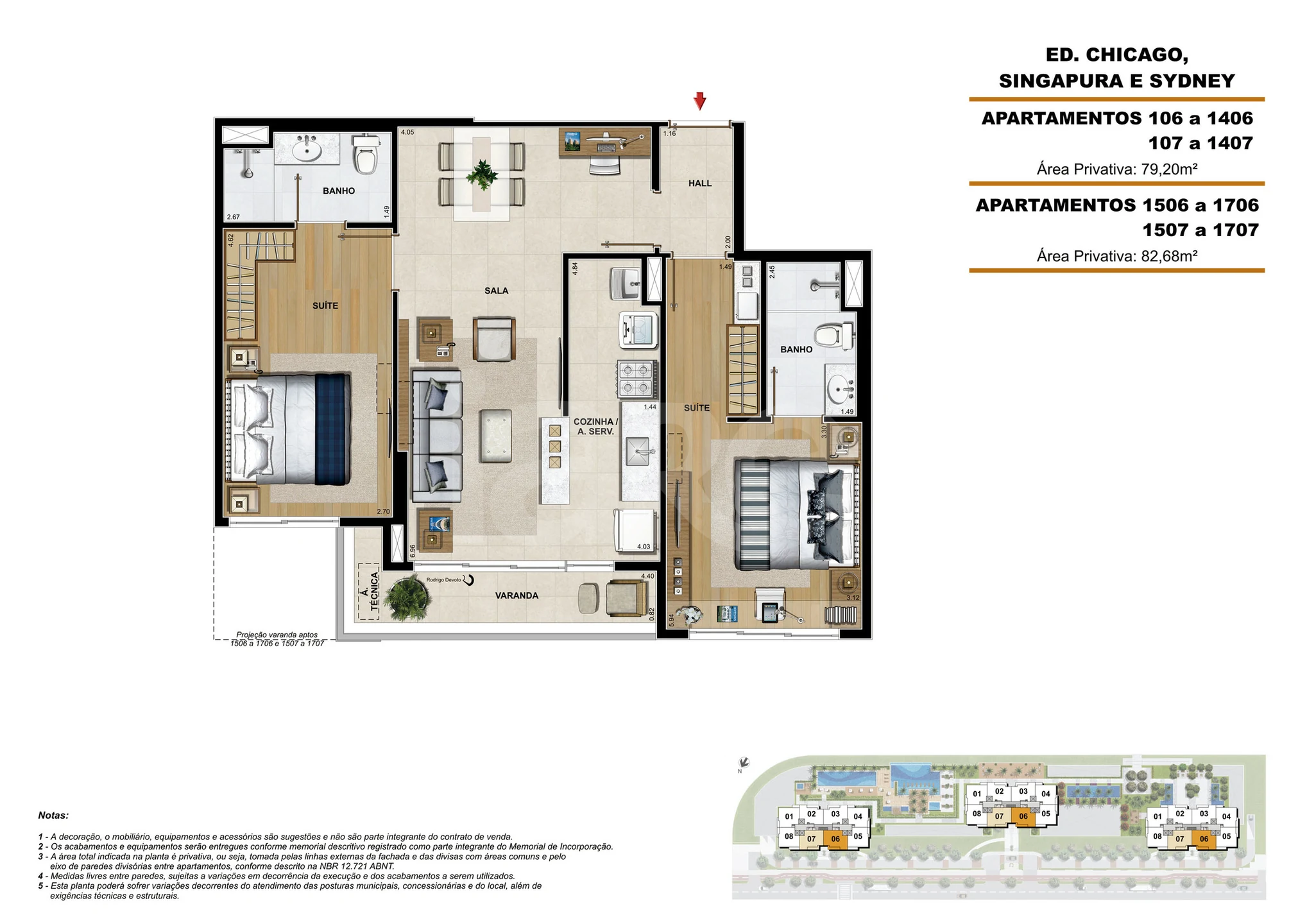 Planta — Apartamento 79,2 m²