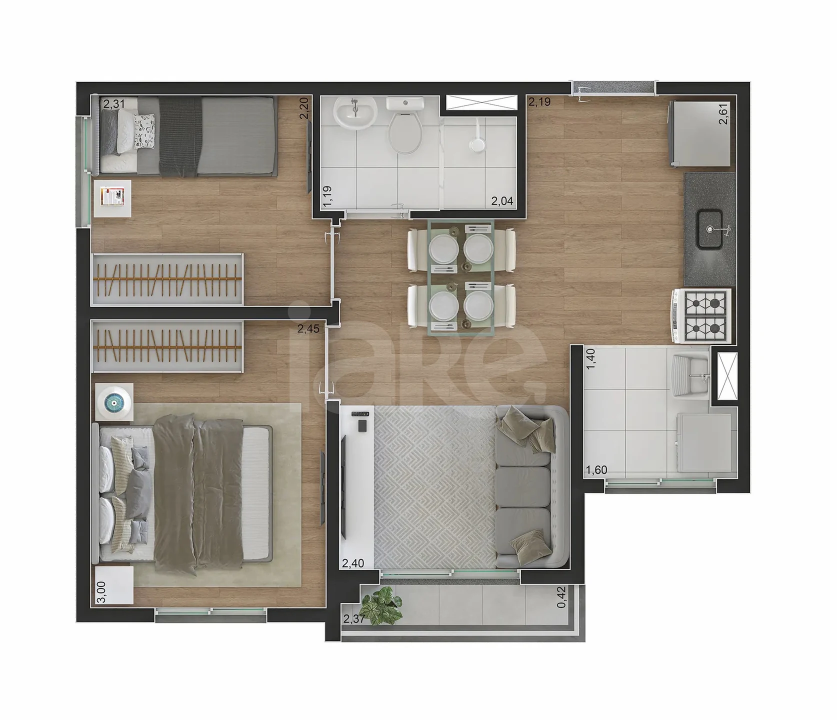 Planta — Apartamento 37,17 m²