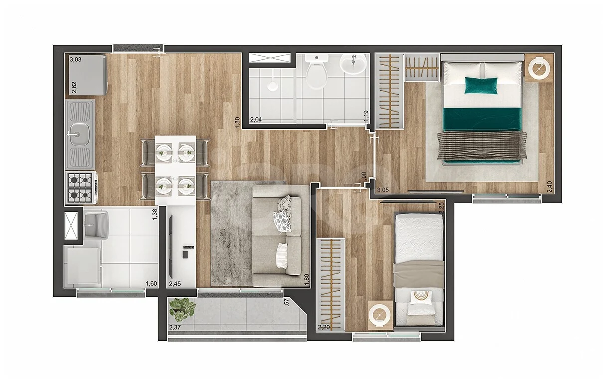 Planta — Apartamento 37,41 m²