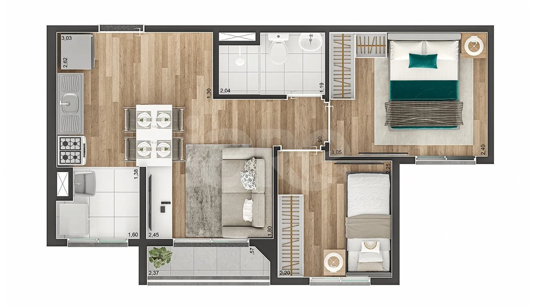 Planta — Apartamento 37,41 m²