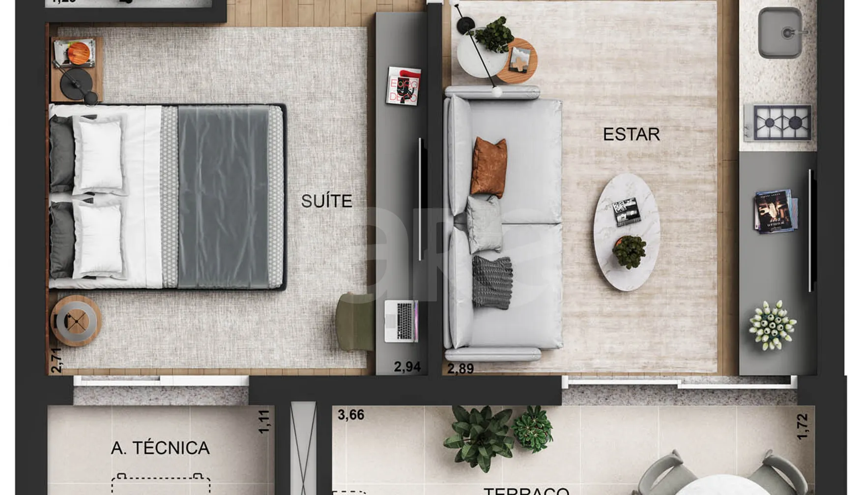 Planta — Apartamento 45 m²