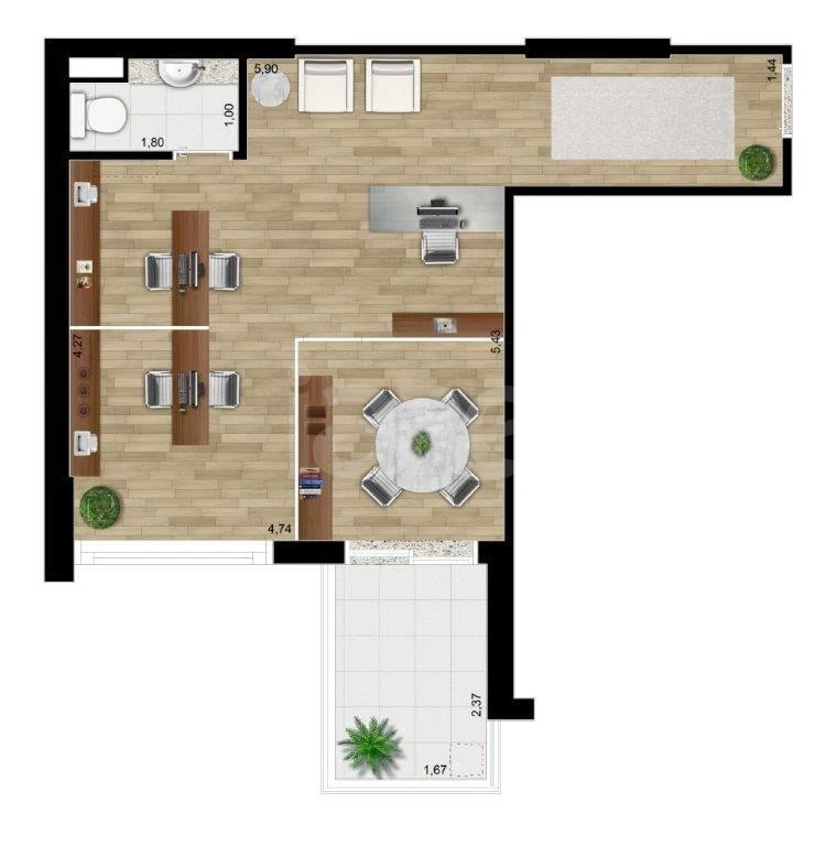 Planta — Sala 39,65 m²