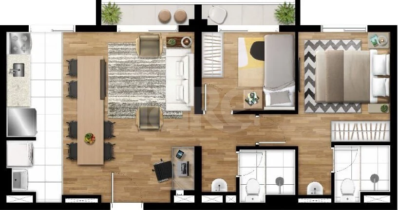 Planta — Apartamento 56,2 m²