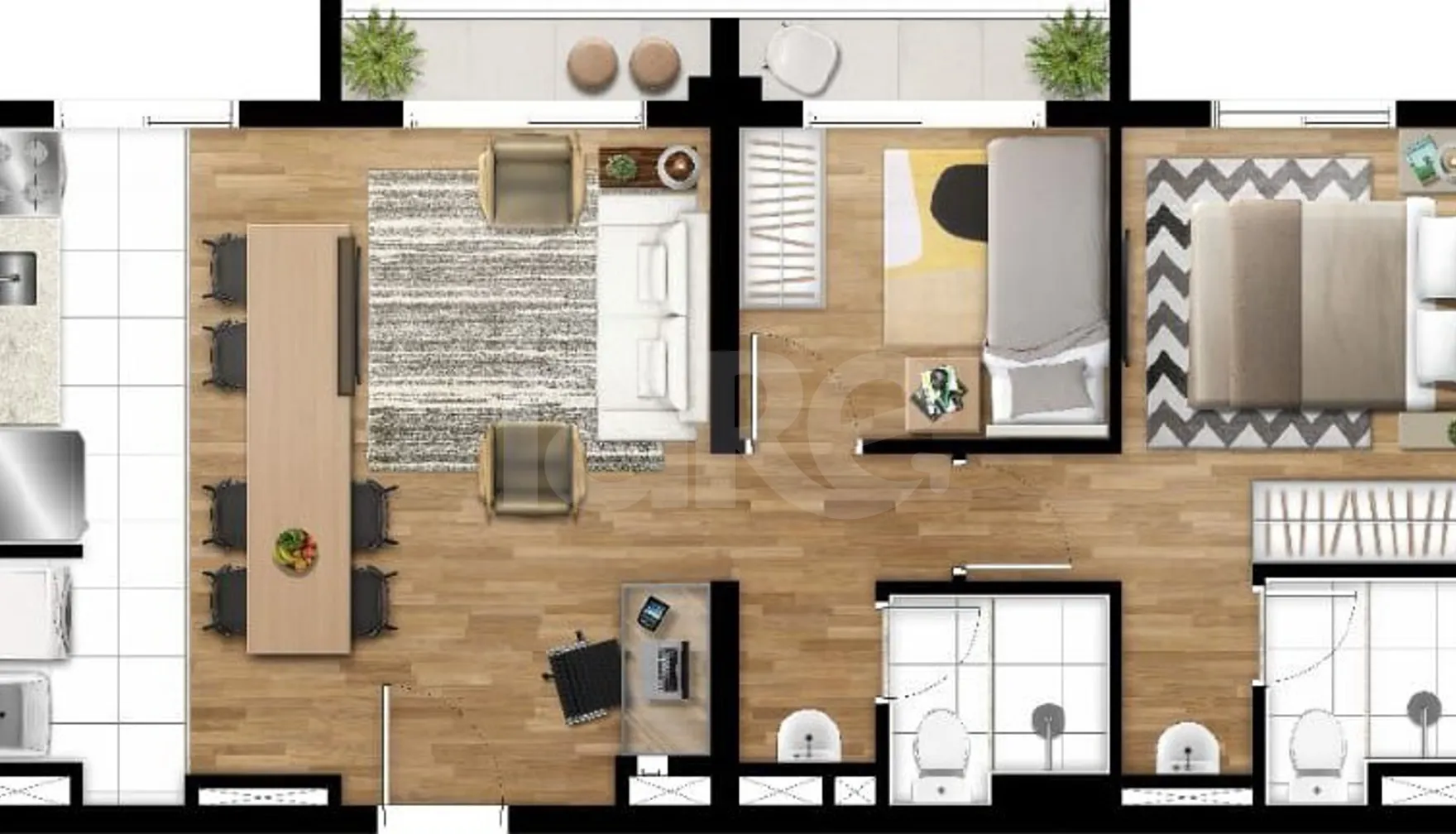 Planta — Apartamento 56,2 m²