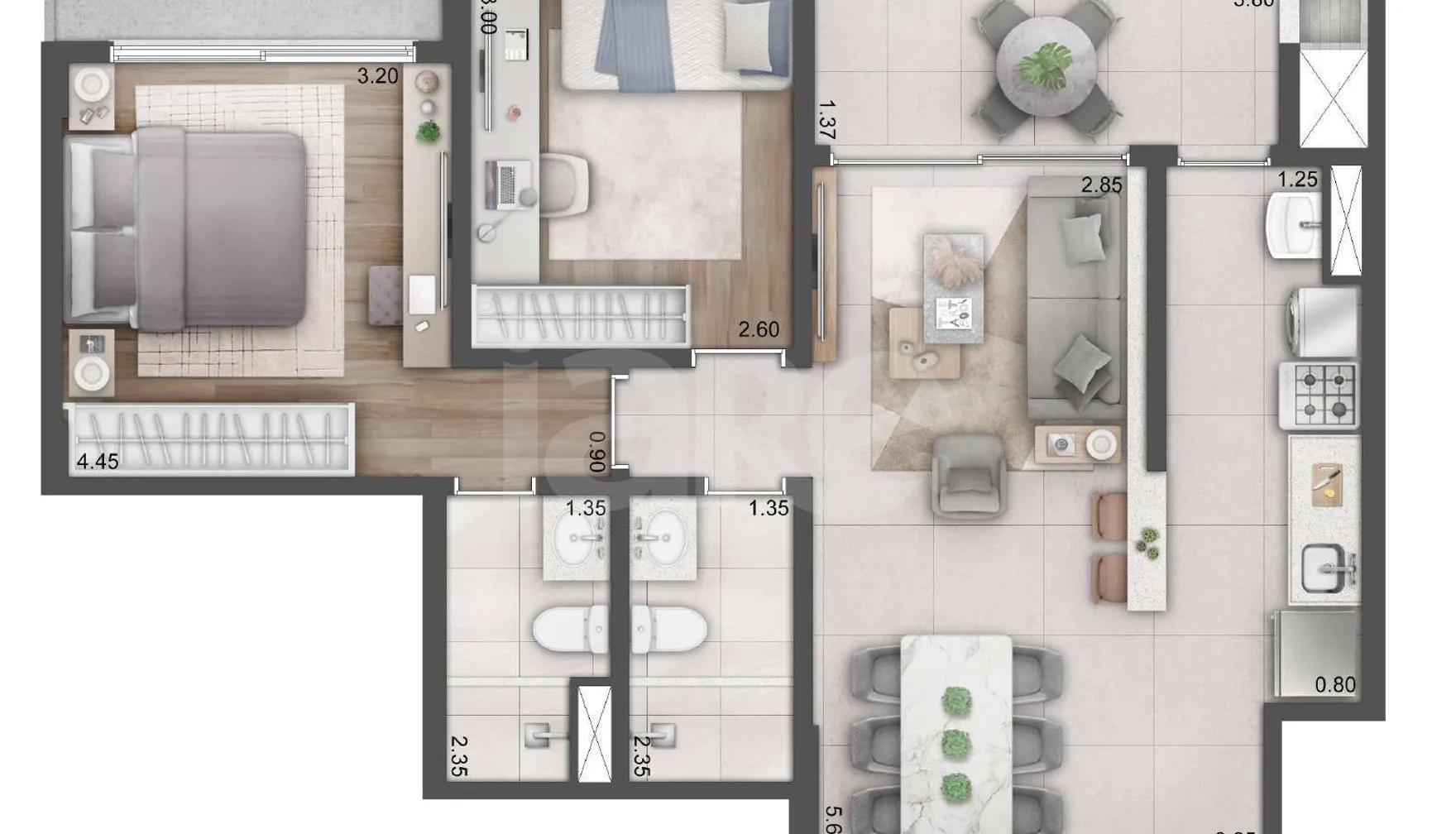Planta — Apartamento 69,23 m²